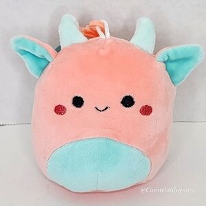 CHITRA 👾 Peach & Teal Goblin Clip Original Squishmallow by Kelly Toy ☆ NWT ☆